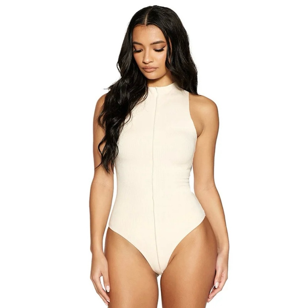 Fashion Nova Cream Sleeveless Bodysuit
